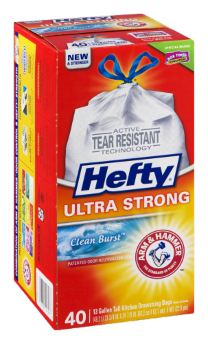 Hefty Ultimate Clean Burst Drawstring Kitchen Trash Bags Perspective: left