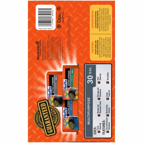 Hefty Extra Strong Large 30 Gallon Trash Drawstring Bags Perspective: left