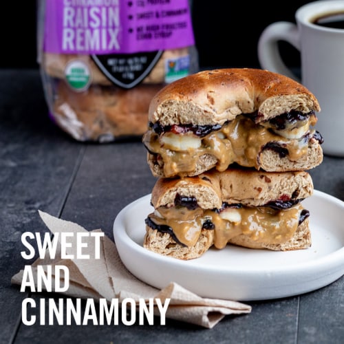 Dave's Killer Bread Cinnamon Raisin Remix Bagels Organic Bagels Perspective: left