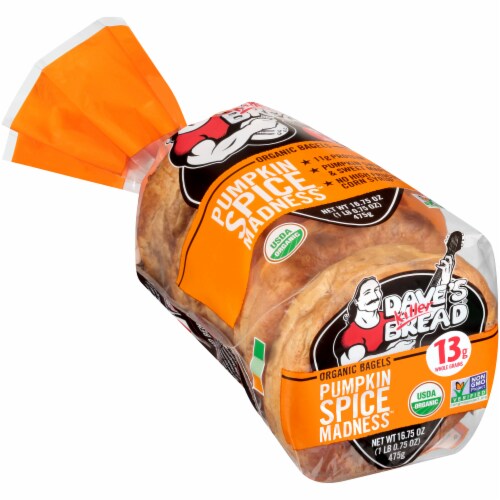 Dave's Killer Bread® Organic Pumpkin Spice Madness™ Bagels Perspective: left