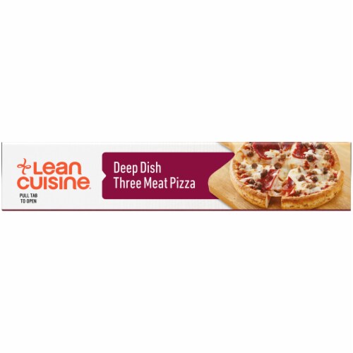 Lean Cuisine Features Deep Dish Three Meat Frozen Pizza Perspective: left