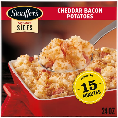 Stouffer's Cheddar Bacon Potatoes Frozen Side Dish Perspective: left
