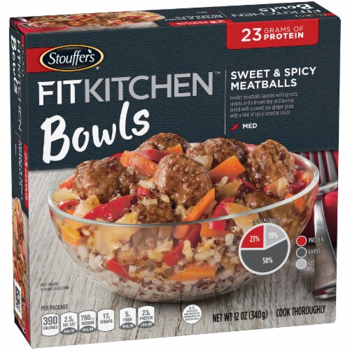Stouffer's Fit Kitchen Bowls Sweet & Spicy Meatballs Perspective: left