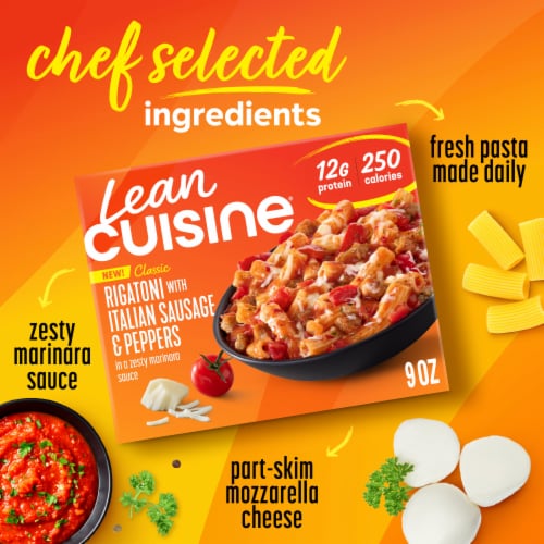 Lean Cuisine Rigatoni with Italian Sausage and Peppers Frozen Lunch Frozen Meals Perspective: left