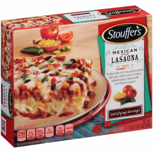 Stouffer's Satisfying Servings Mexican Style Lasagna Perspective: left