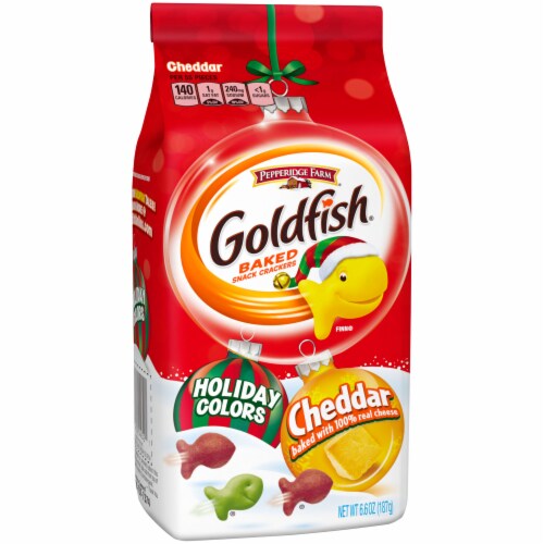 Goldfish Holiday Colors Cheddar Crackers Perspective: left