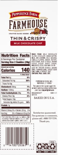 Pepperidge Farm Farmhouse Gluten Free Thin & Crispy Milk Chocolate Chip Crispy Cookies Perspective: left