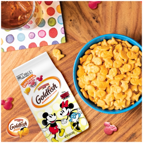 Goldfish® Mickey Mouse & Friends Cheddar Baked Snack Crackers Perspective: left