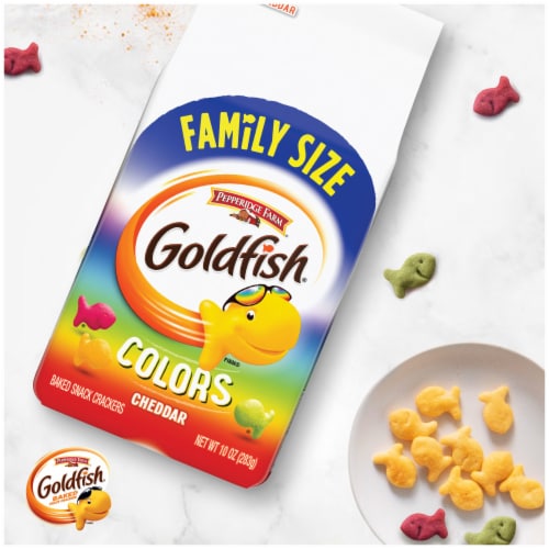 Pepperidge Farm Goldfish Colors Cheddar Family Size Baked Snack Crackers Perspective: left