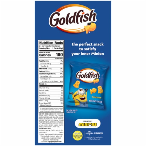 Pepperidge Farm® Goldfish® Minions Cheddar Baked Snack Crackers Perspective: left