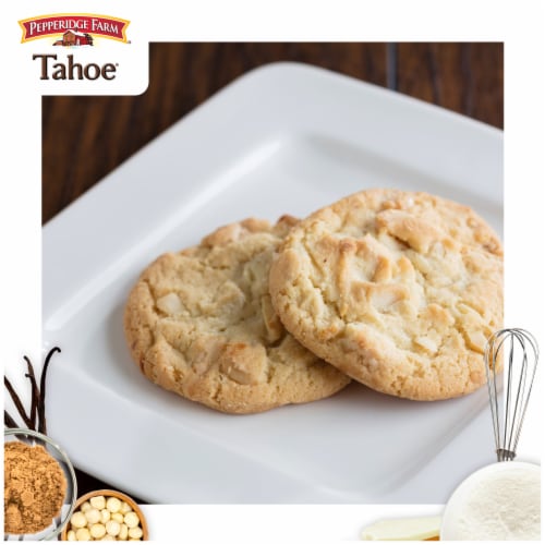 Pepperidge Farm Tahoe Crispy White Chocolate Macadamia Nut Cookies Perspective: left