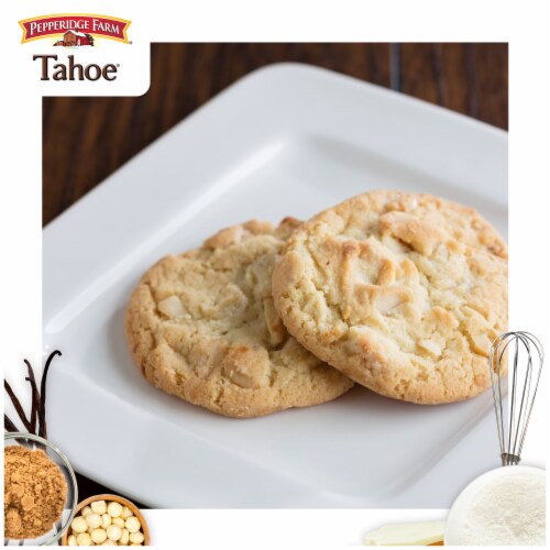 Pepperidge Farm Tahoe Crispy White Chocolate Macadamia Nut Cookies Perspective: left