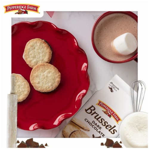 Pepperidge Farm® Brussels® Dark Chocolate Sandwich Cookies Perspective: left