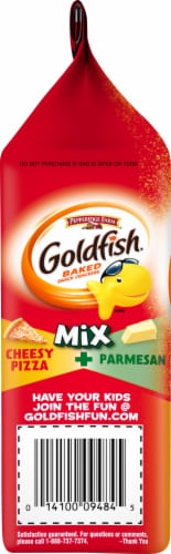 Goldfish Mix Cheesy Pizza + Parmesan Baked Snack Crackers Perspective: left