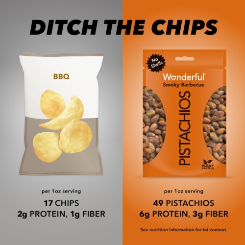 Wonderful Pistachios, No Shells BBQ Flavored Nuts, 5.5 Ounce Resealable Bag Perspective: left