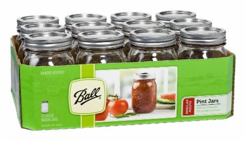 Ball Regular Mouth Mason Jars with Lids, Quart - 12 pack