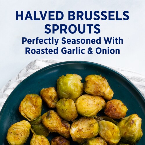 Birds Eye Microwave Roasters Halved Brussels Sprouts Frozen Vegetable Perspective: left