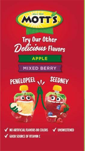 Mott's® No Sugar Added Cherry Applesauce Pouches Perspective: left
