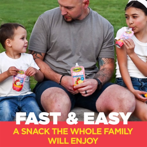 Mott's Strawberry Banana Non-Dairy Oat Milk Fruit Smoothie Pouches Perspective: left