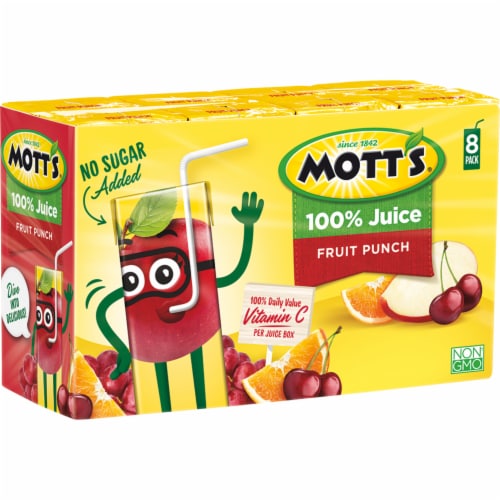 Mott’s® Fruit Punch 100% Juice Boxes Perspective: left
