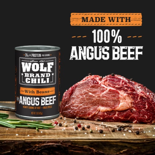 Wolf Brand Angus With Beans Chili Perspective: left