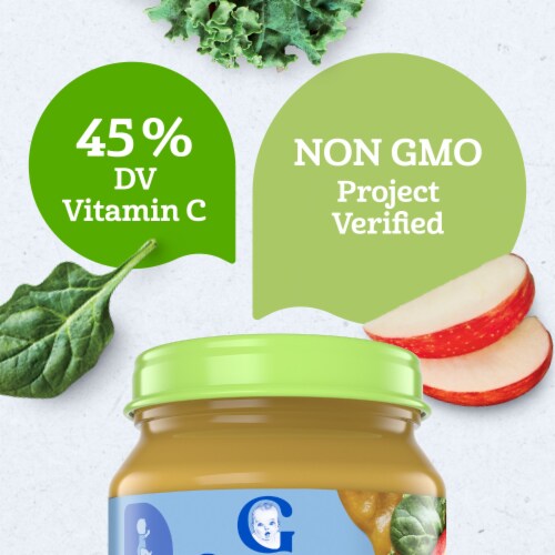 Gerber 2nd Foods Organic for Baby Baby Food Apple Spinach Kale Jar Perspective: left