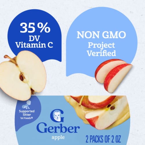 Gerber 1st Foods Baby Food Apple Puree Clean Label Project Tubs Perspective: left
