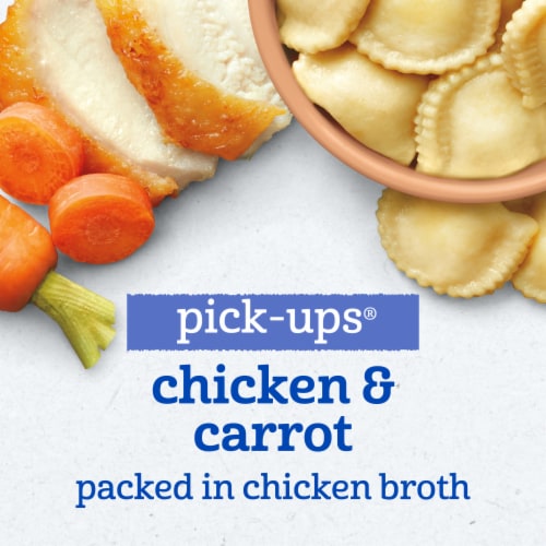 Gerber Pick-Ups Chicken and Carrot Ravioli in Chicken Broth Toddler Meal Perspective: left