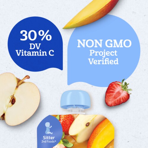 Gerber Toddler Foods Apple Mango Strawberry Clean Label Project Pouch Perspective: left