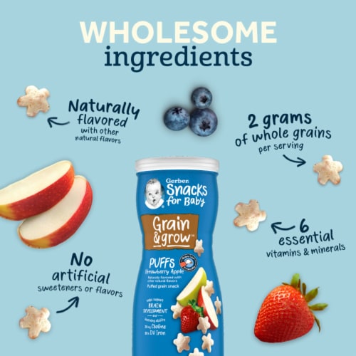Gerber Crawler Puffs Blueberry Cereal Snack Perspective: left