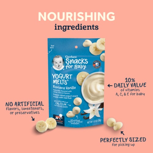 Gerber Snacks for Baby Yogurt Melts Peach Perspective: left