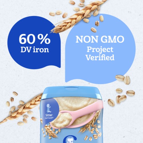 Gerber 2nd Foods Baby Cereal Grain & Grow Multigrain Clean Label Project Canister Perspective: left