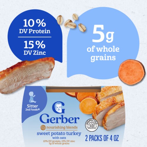 Gerber 2nd Foods Baby Foods Sweet Potato & Turkey with Whole Grains Dinner Tub Perspective: left