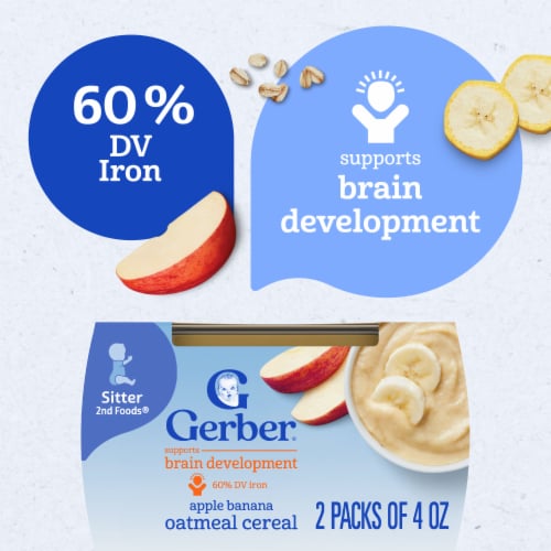 Gerber 2nd Foods Baby Food Apple Banana with Oatmeal 4 oz Tubs (2 Pack) Perspective: left