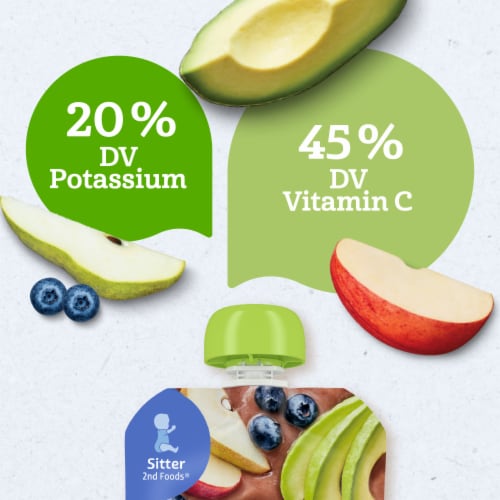 Gerber 2nd Foods Organic for Baby Baby Food Pear Blueberry Apple Avocado Pouch Perspective: left