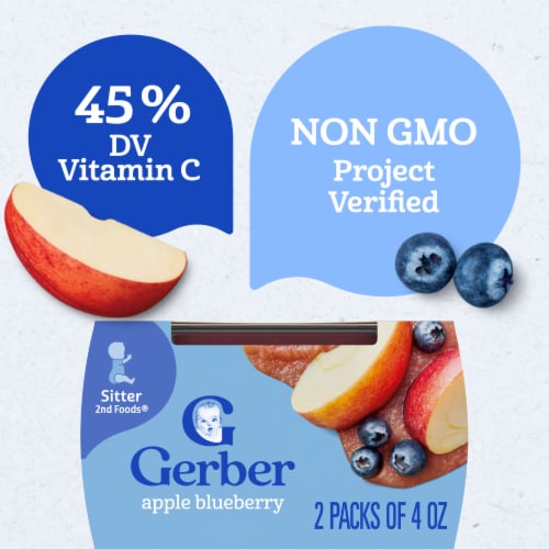 Gerber 2nd Foods Natural for Baby Baby Food Apple Blueberry Tubs Perspective: left