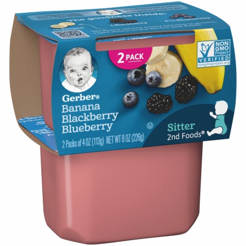 Gerber® 2nd Foods® Banana Blackberry Blueberry Stage 2 Baby Food Perspective: left