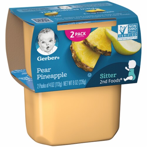 Gerber 2nd Foods Pear Pineapple Stage 2 Baby Food (8 Pack), 2 ct / 4 oz