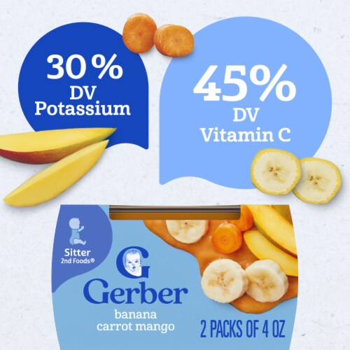 Gerber 2nd Foods Natural for Baby WonderFoods Baby Food Banana Carrot Mango Tubs Perspective: left