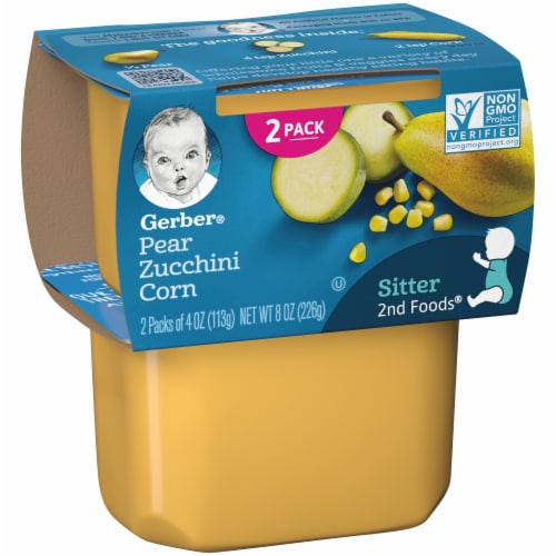Gerber 2nd Foods Pear Zucchini Corn Stage 2 Baby Food Perspective: left