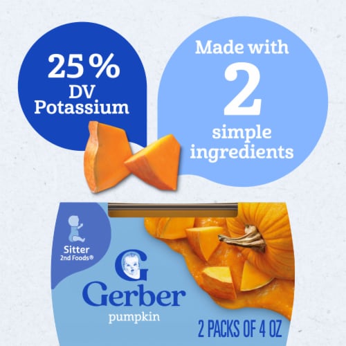 Gerber 2nd Foods Natural for Baby Baby Food Pumpkin 4 oz Tubs (2 Pack) Perspective: left