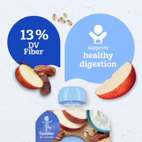 Gerber Toddler Food Apple Cinnamon Fruit Puree Yogurt & Whole Grains Pouches Perspective: left