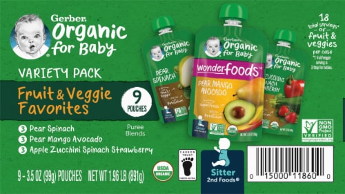 Gerber 2nd Foods Organic Variety Pack Stage 2 Baby Food Perspective: left