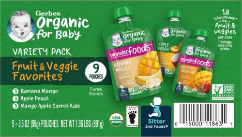 Gerber 2nd Foods Organic Variety Pack Stage 2 Baby Food Perspective: left