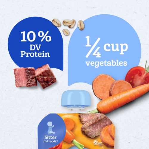 Gerber Stage 2 Baby Food Sweet Potato Carrot Beef & Tomato Baby Food Pouches Puree Perspective: left