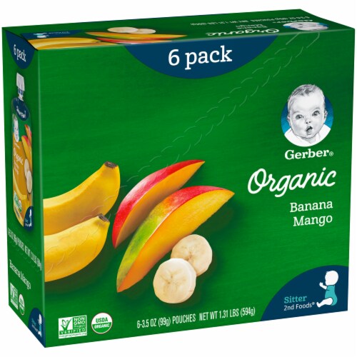 Gerber Organic 2nd Foods Banana Mango Baby Food Perspective: left