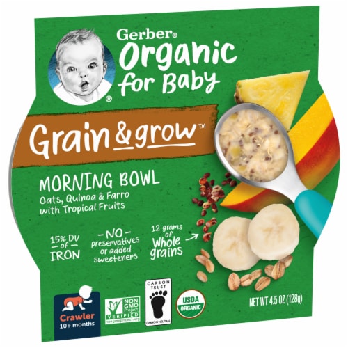 Gerber® Organic Grain & Grow™ Morning Bowl Tropical Fruits Baby Cereal Perspective: left