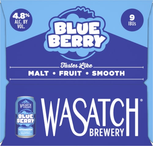 WaSatch Brewery Blue Berry Hefeweizen Perspective: left