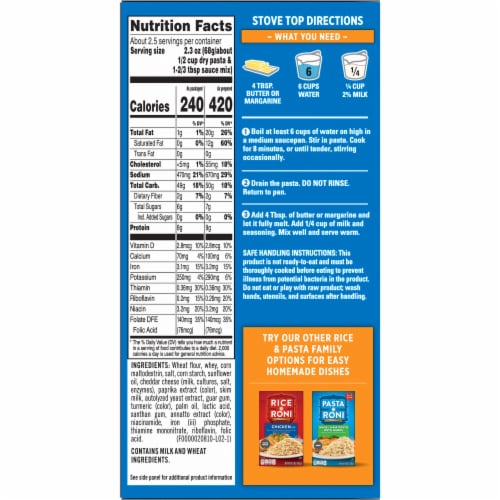 Mac-A-Roni™ Creamy Cheddar Macaroni and Cheese Pasta Box Perspective: left