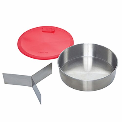 Instant Pot® Stainless Steel Round Pan with Red Lid & Divider Perspective: left